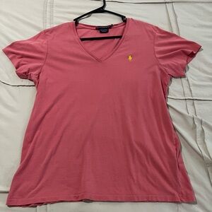 Ralph Lauren Coral V-Neck Short Sleeve Tee